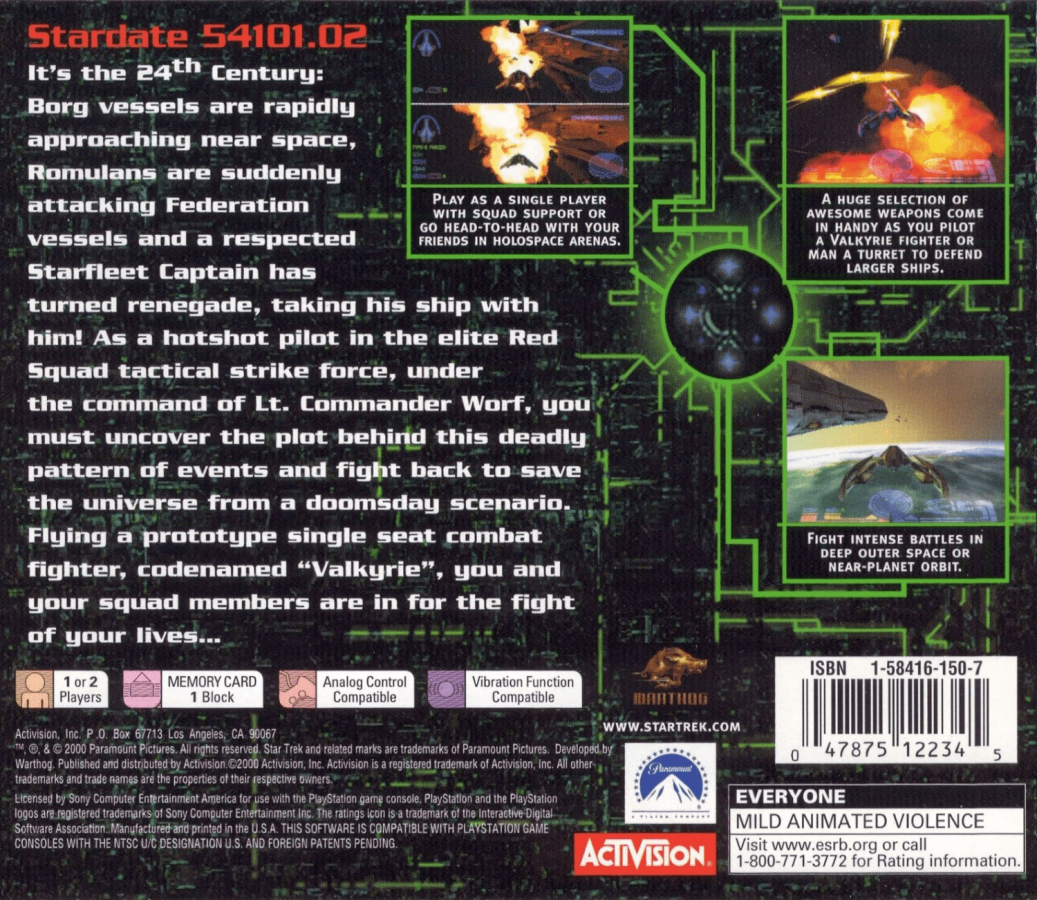 Star Trek: Invasion back cover art for PlayStation 1 (PS1) video game