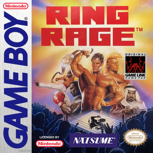 Ring Rage Game Boy wrestling sports video game cover art.