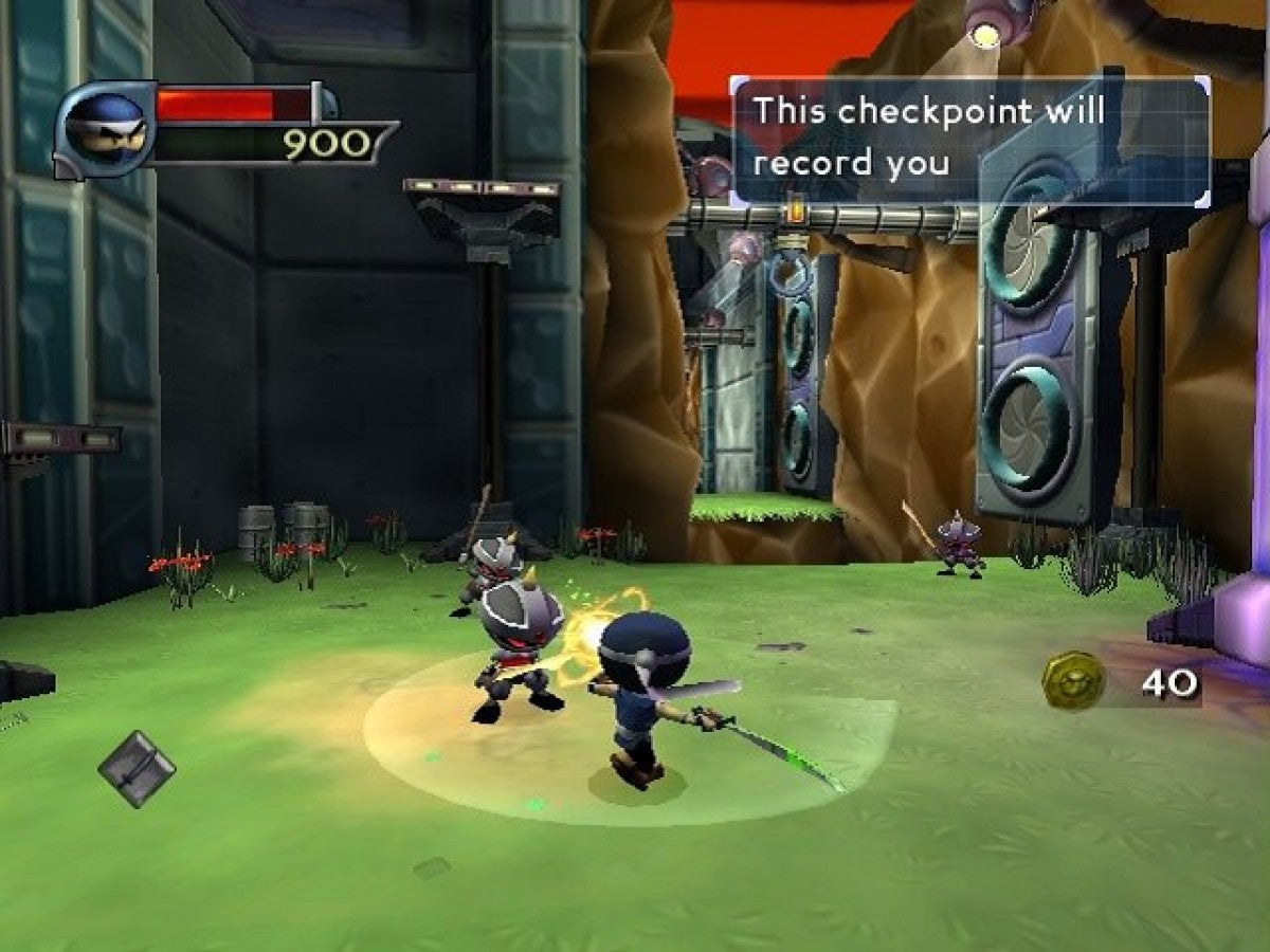 I-Ninja GameCube GC video game, action platformer, stealth and combat gameplay, cartoon-style adventure, multiplayer, Nintendo GameCube title gameplay