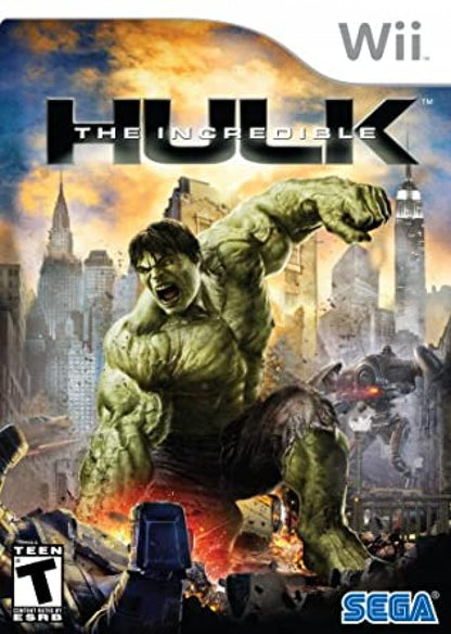 The Incredible Hulk Nintendo Wii for retro video game enthusiasts featuring action adventure gameplay open world destruction combat superhuman strength mechanics environmental smashing missions Marvel superhero storyline and collectible gaming appeal front cover 