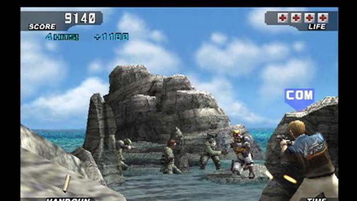 Time Crisis 3 – PlayStation 2 (PS2) video game gameplay, on-rails light gun shooter.