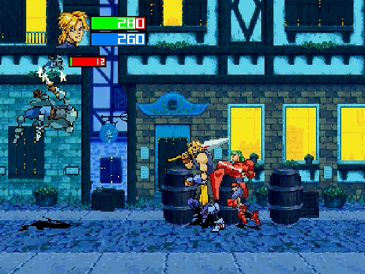 Guardian Heroes Sega Saturn action RPG beat em up hybrid Treasure Studios side scrolling combat branching story multiple endings magic combo system cooperative multiplayer arena battles retro gaming Sega Saturn software video game title gameplay 