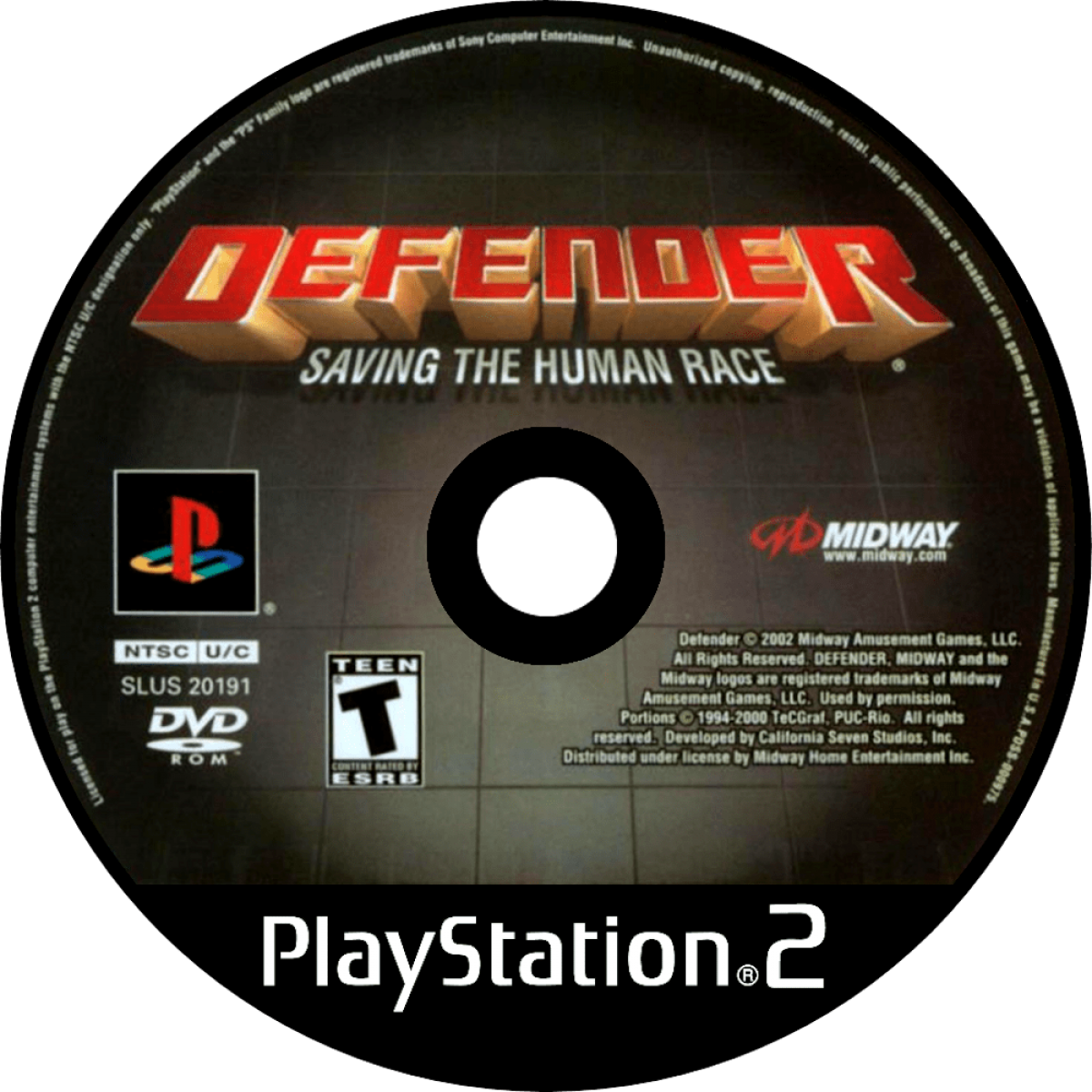 Defender PS2 Sony PlayStation 2 space shooter arcade style remake of classic Defender horizontal scrolling shoot em up alien waves fast paced action rescue humans defense gameplay retro gaming PlayStation 2 software video game title disc