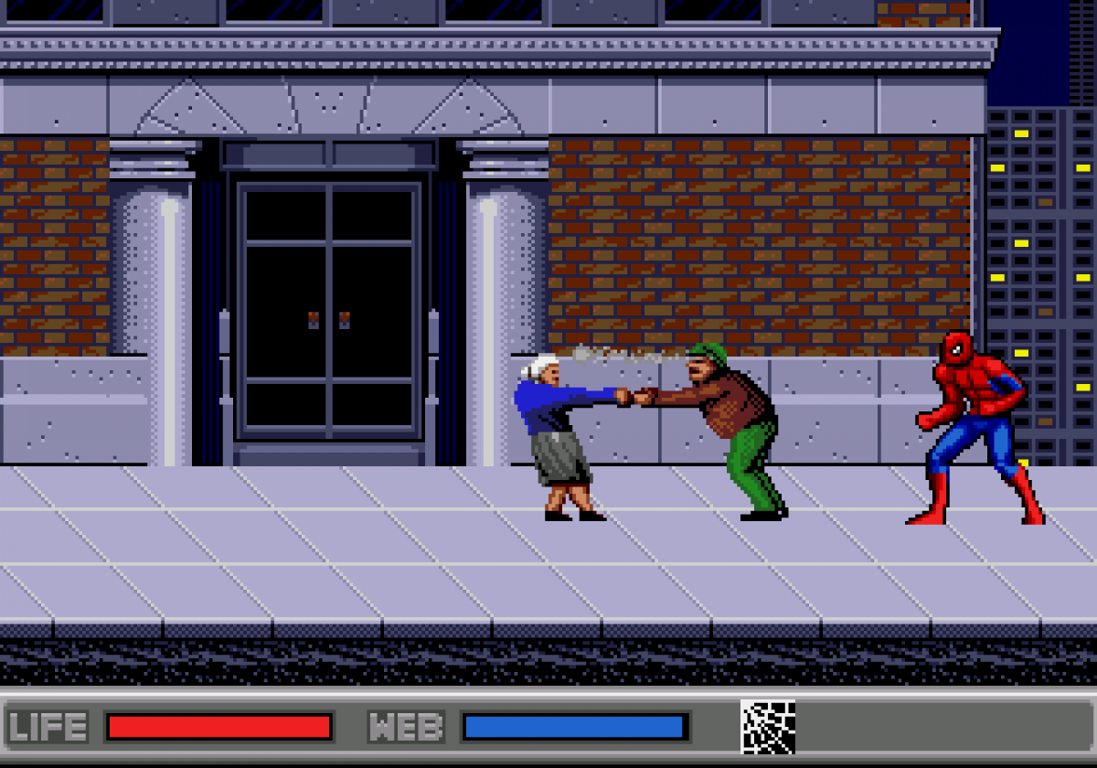 Spider-Man vs The Kingpin Sega CD action platformer comic book superhero game Marvel Spider-Man side scrolling combat web swinging boss battles Green Goblin Doctor Doom storyline enhanced CD audio cutscenes retro gaming Sega CD software video game title gameplay