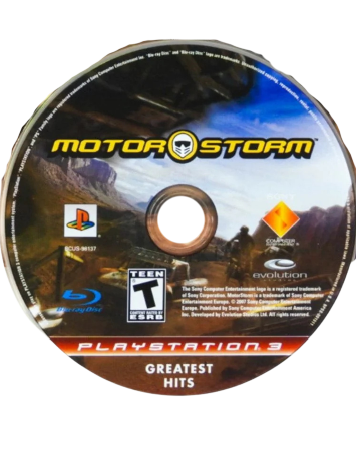 MotorStorm [Greatest Hits] disc cover art for PlayStation 3 (PS3) racing video game.  