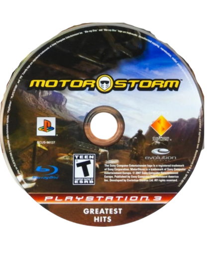 MotorStorm [Greatest Hits] disc cover art for PlayStation 3 (PS3) racing video game.  