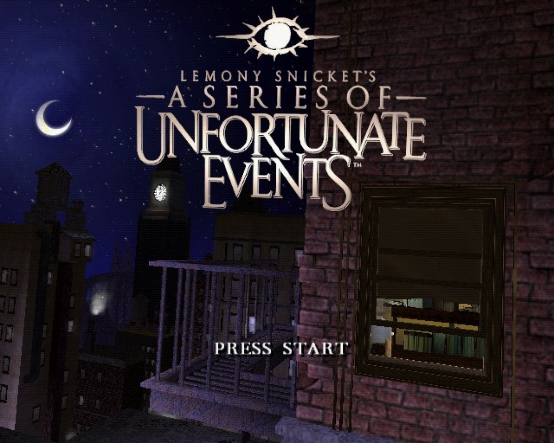 Lemony Snicket's A Series of Unfortunate Events title screen for PlayStation 2 (PS2) video game