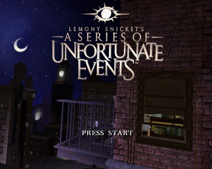 Lemony Snicket's A Series of Unfortunate Events title screen for PlayStation 2 (PS2) video game