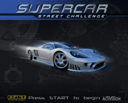 Supercar Street Challenge – PlayStation 2 (PS2) video game title screen, street racing simulation.