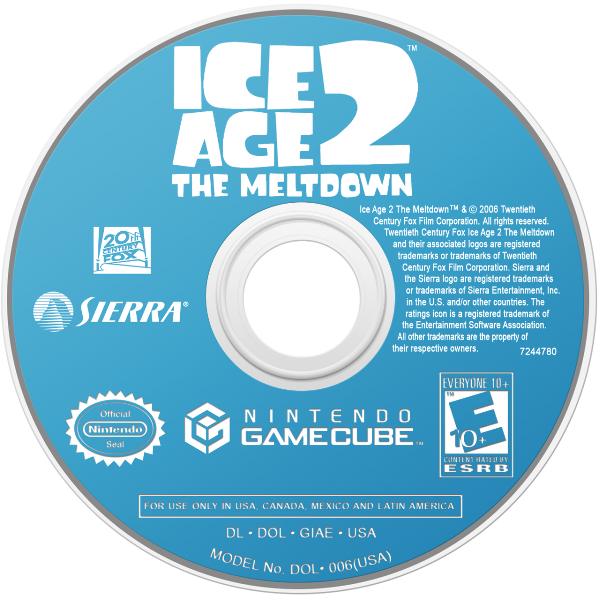 Ice Age 2 The Meltdown GameCube GC video game, action adventure, platformer gameplay, animated movie tie-in, family-friendly, Nintendo GameCube title disc
