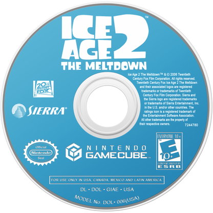 Ice Age 2 The Meltdown GameCube GC video game, action adventure, platformer gameplay, animated movie tie-in, family-friendly, Nintendo GameCube title disc