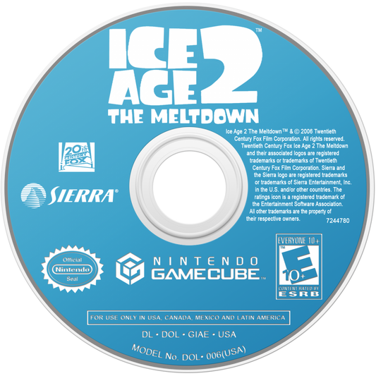 Ice Age 2 The Meltdown GameCube GC video game, action adventure, platformer gameplay, animated movie tie-in, family-friendly, Nintendo GameCube title disc
