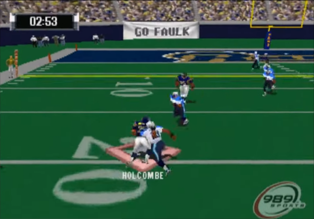 NFL GameDay 2001 PlayStation 1 football simulation video game 989 Sports official NFL license playable teams franchise mode season playoffs exhibition multiplayer gameplay