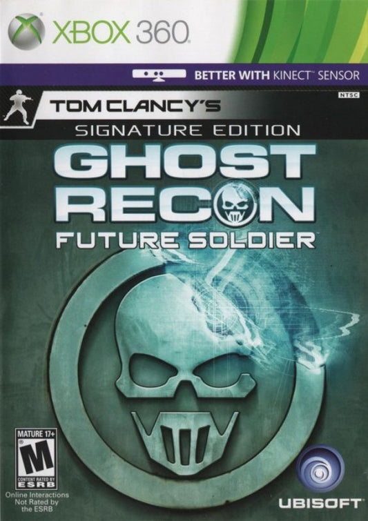 Tom Clancy's Ghost Recon Future Soldier Signature Edition Xbox 360 inspired design featuring tactical military shooter aesthetic advanced battlefield technology elite special forces operations stealth combat futuristic weaponry squad based action cinematic modern warfare presentation cover art 