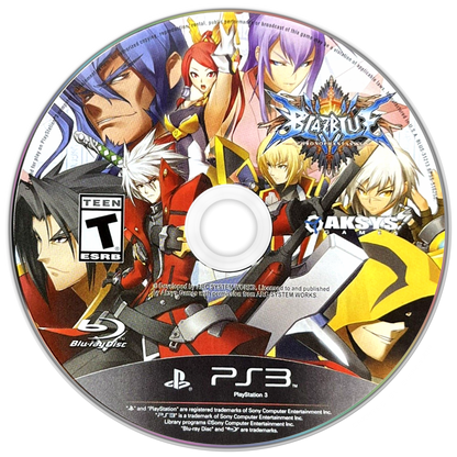 BlazBlue Chrono Phantasma game for the PlayStation 3 featuring 2D fighting gameplay with anime style visuals expanded character roster refined combat mechanics multiple modes including Story Arcade and Versus and fast paced competitive battles disc  