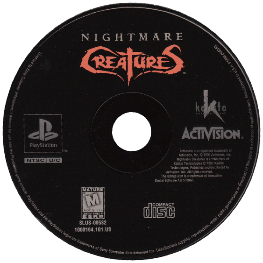 Nightmare Creatures disc for PlayStation 1 (PS1) retro video game