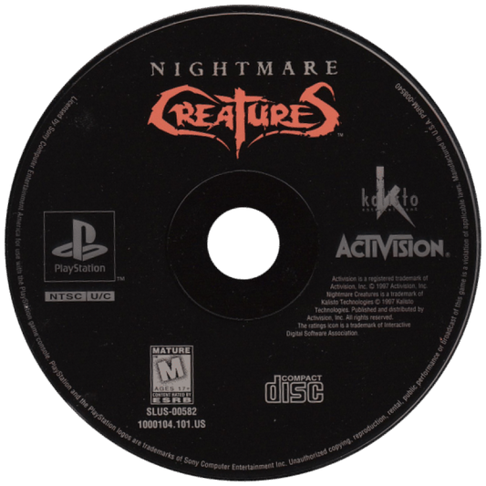 Nightmare Creatures disc for PlayStation 1 (PS1) retro video game