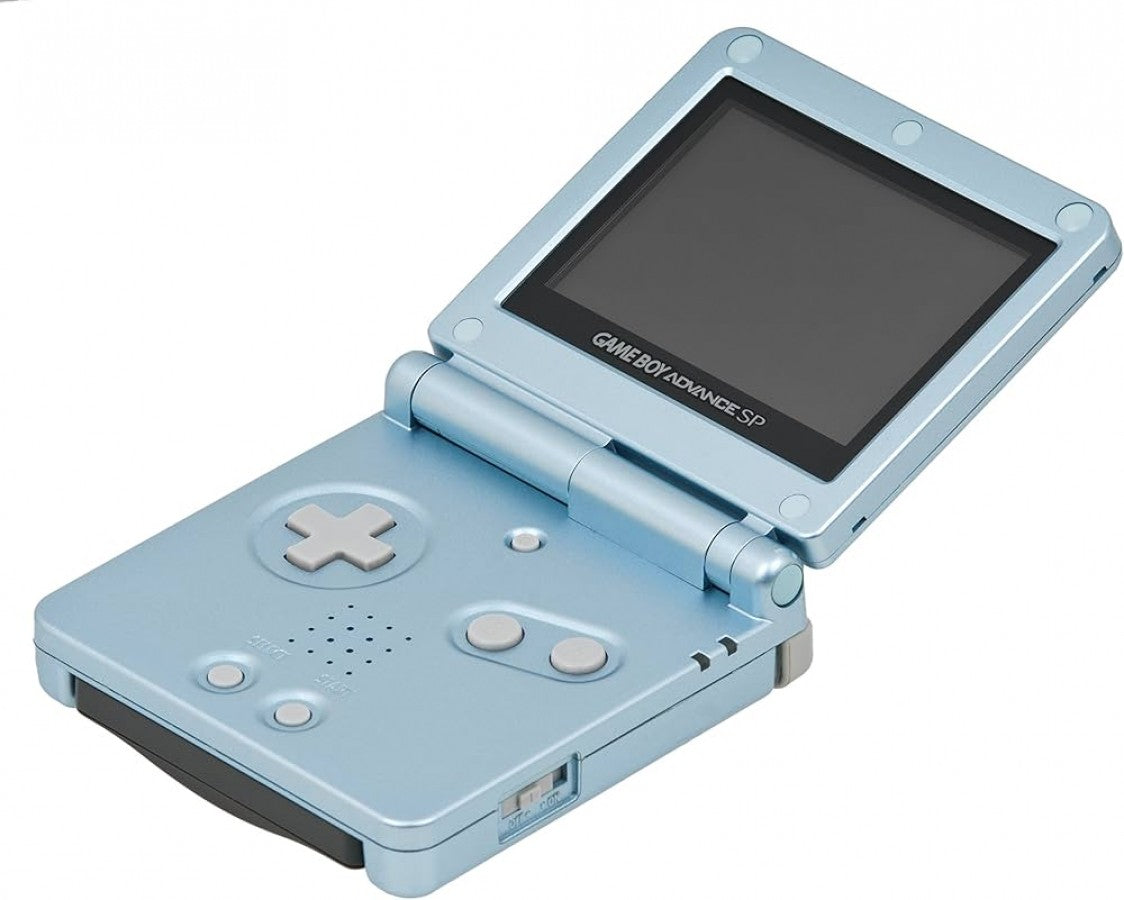 Nintendo Game Boy Advance SP AGS-101 Pearl Blue handheld console  open 
