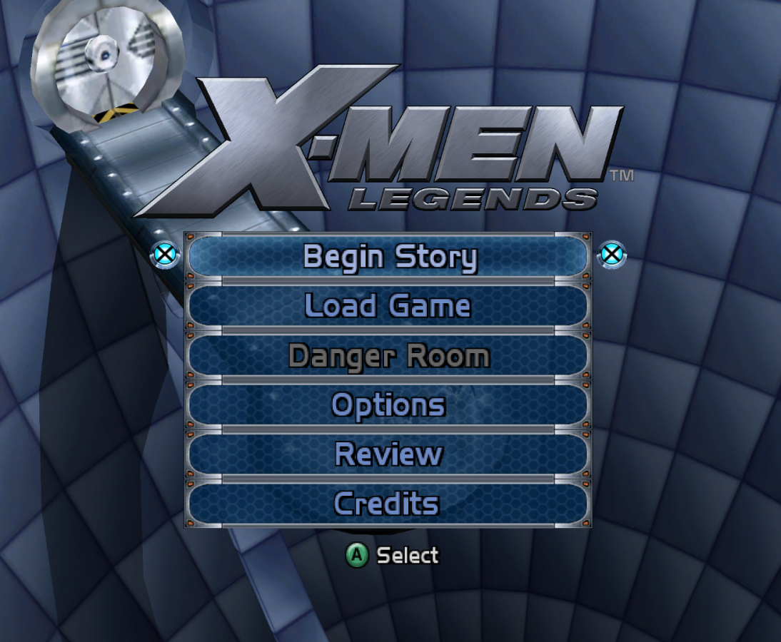 X-Men Legends start screen for Nintendo GameCube (GC) action RPG superhero video game
