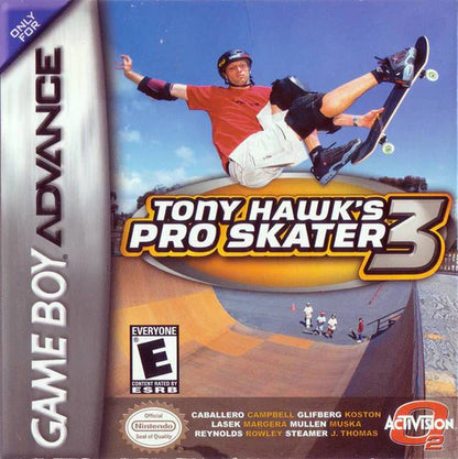 Tony Hawk's Pro Skater 3 game for the Game Boy Advance featuring skateboarding gameplay with an isometric perspective trick combos career mode objectives multiple skaters and level based challenges adapted from the console version cover art