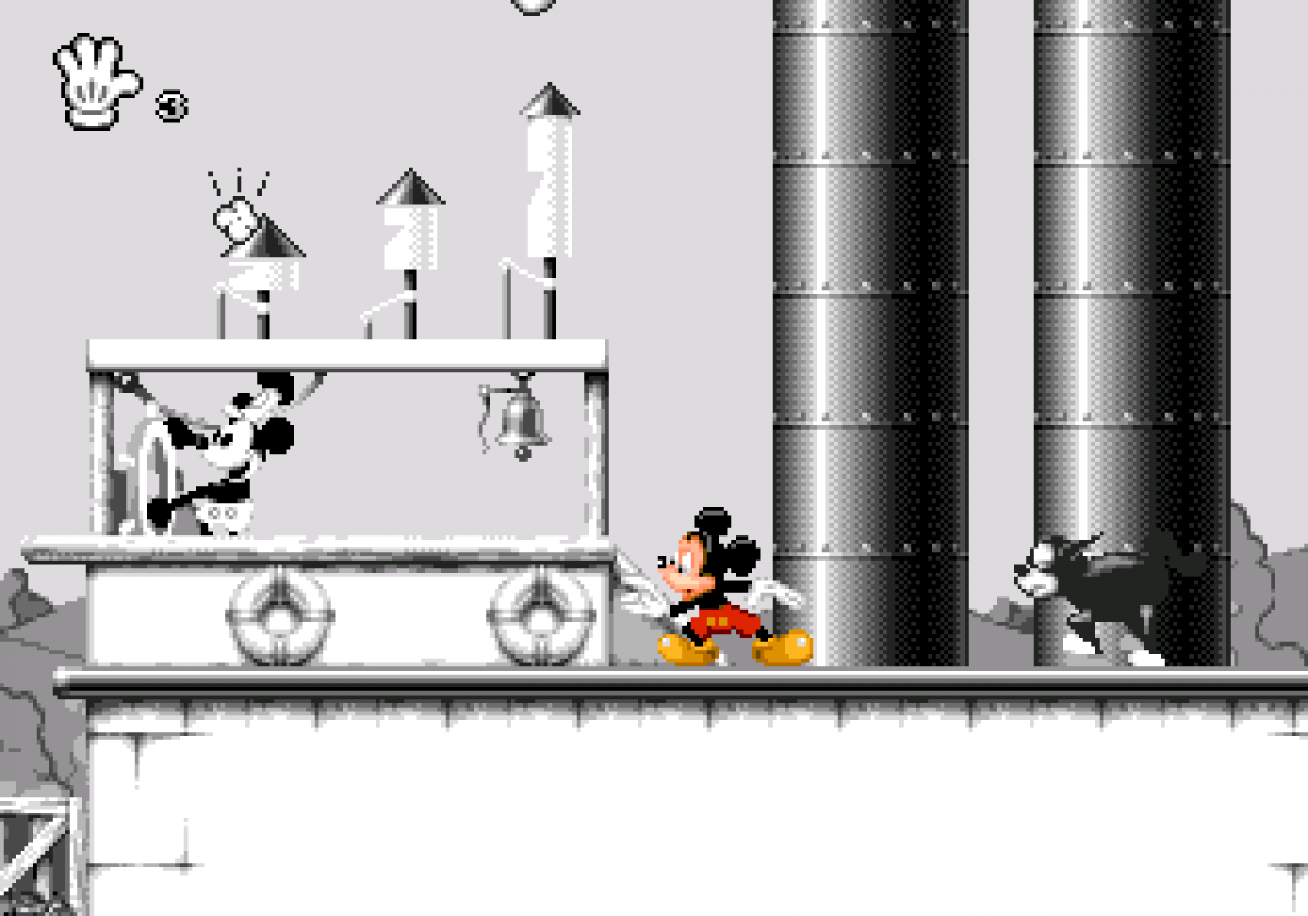 Mickey Mania Sega CD Sega Genesis Disney platformer starring Mickey Mouse animated cartoon inspired levels side scrolling action puzzle platforming enhanced CD audio FMV intro classic Disney gameplay retro gaming Sega CD software video game title gameplay