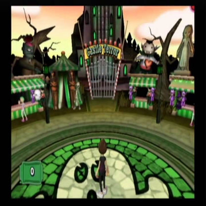 Wonder World Amusement Park gameplay for Nintendo Wii (Wii) featuring carnival‑style mini‑games, colorful rides, and family‑friendly attractions in a whimsical theme park setting.