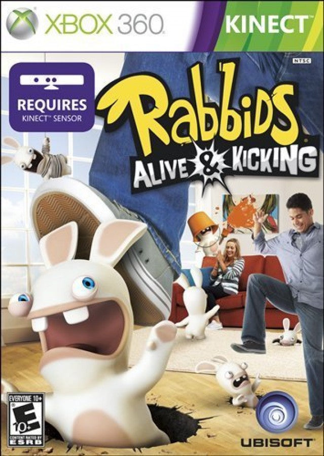 Rabbids: Alive & Kicking cover art for Xbox 360 (X360) motion-controlled party video game