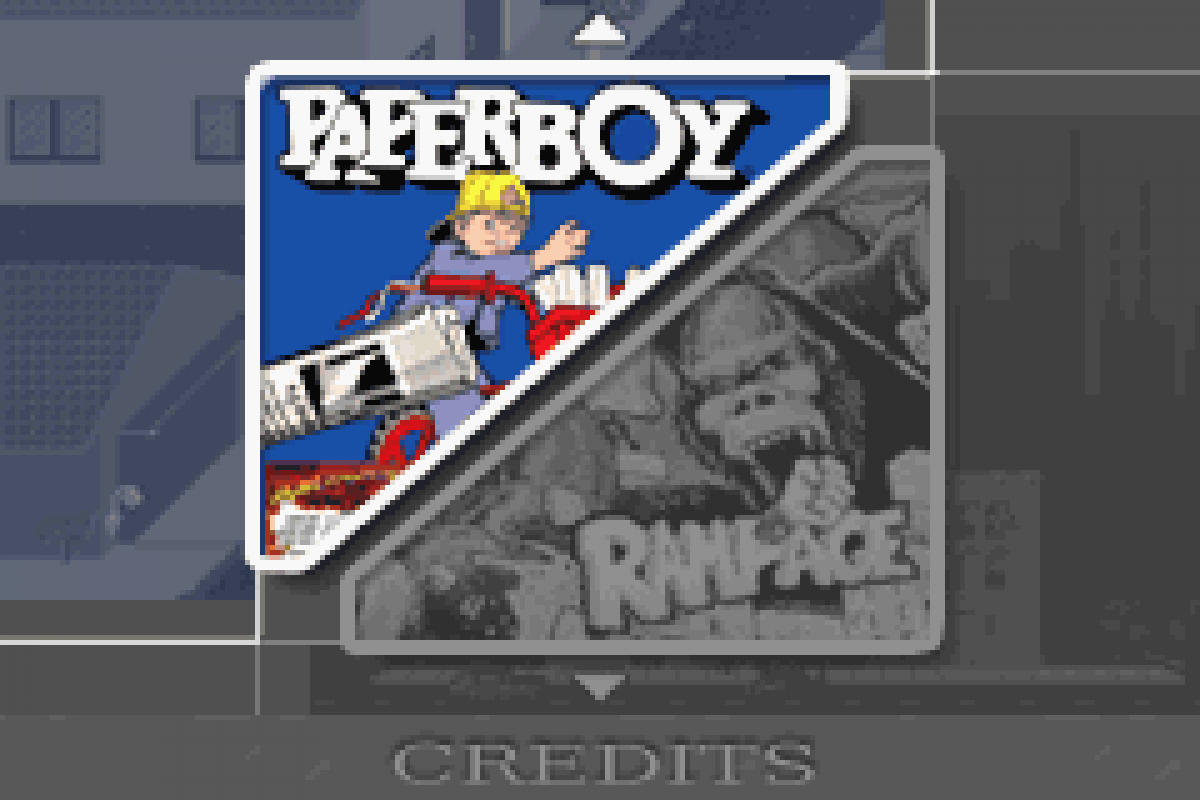 Paperboy & Rampage Nintendo Game Boy Advance GBA for arcade action retro video game fans featuring newspaper delivery city streets monster destruction classic arcade gameplay fast paced challenges iconic retro action classic handheld gaming collectible gaming appeal title screen