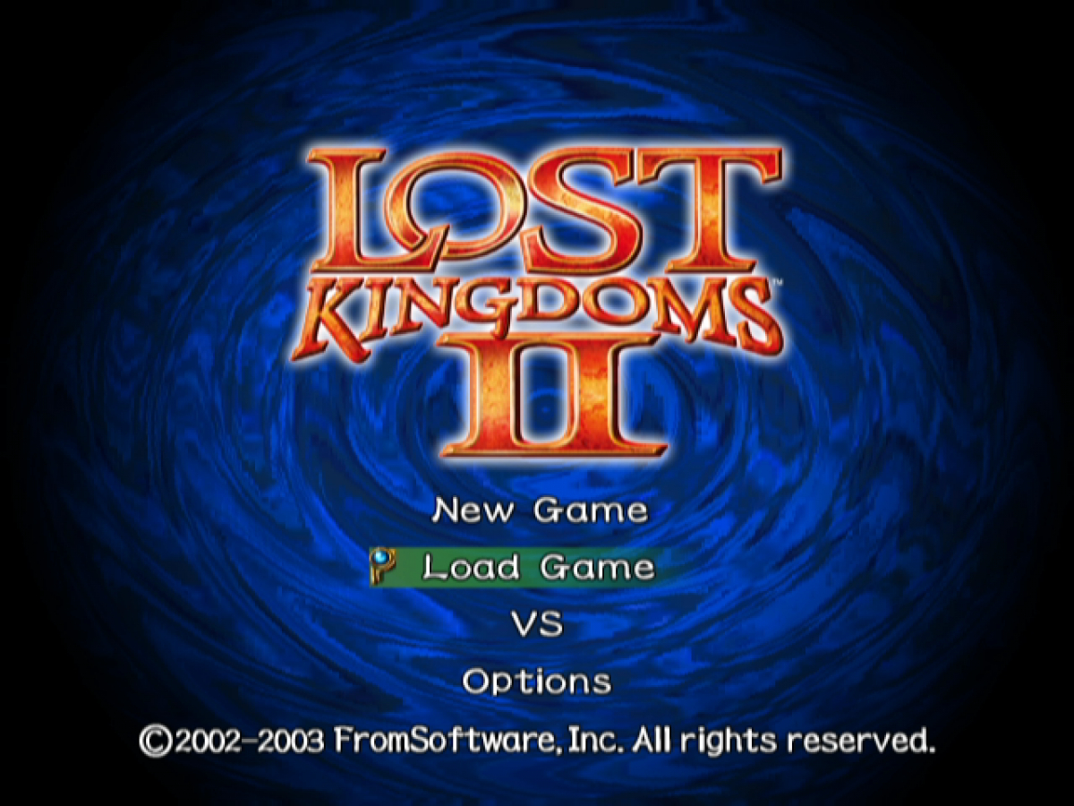 Lost Kingdoms II start screen for GameCube (GC) action role-playing video game