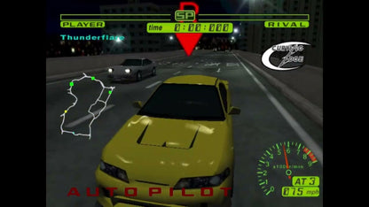 Tokyo Xtreme Racer game for the Sega Dreamcast featuring highway street racing gameplay set in Tokyo with one on one rival battles car tuning progression and nighttime racing against named opponents across expressway routes gameplay
