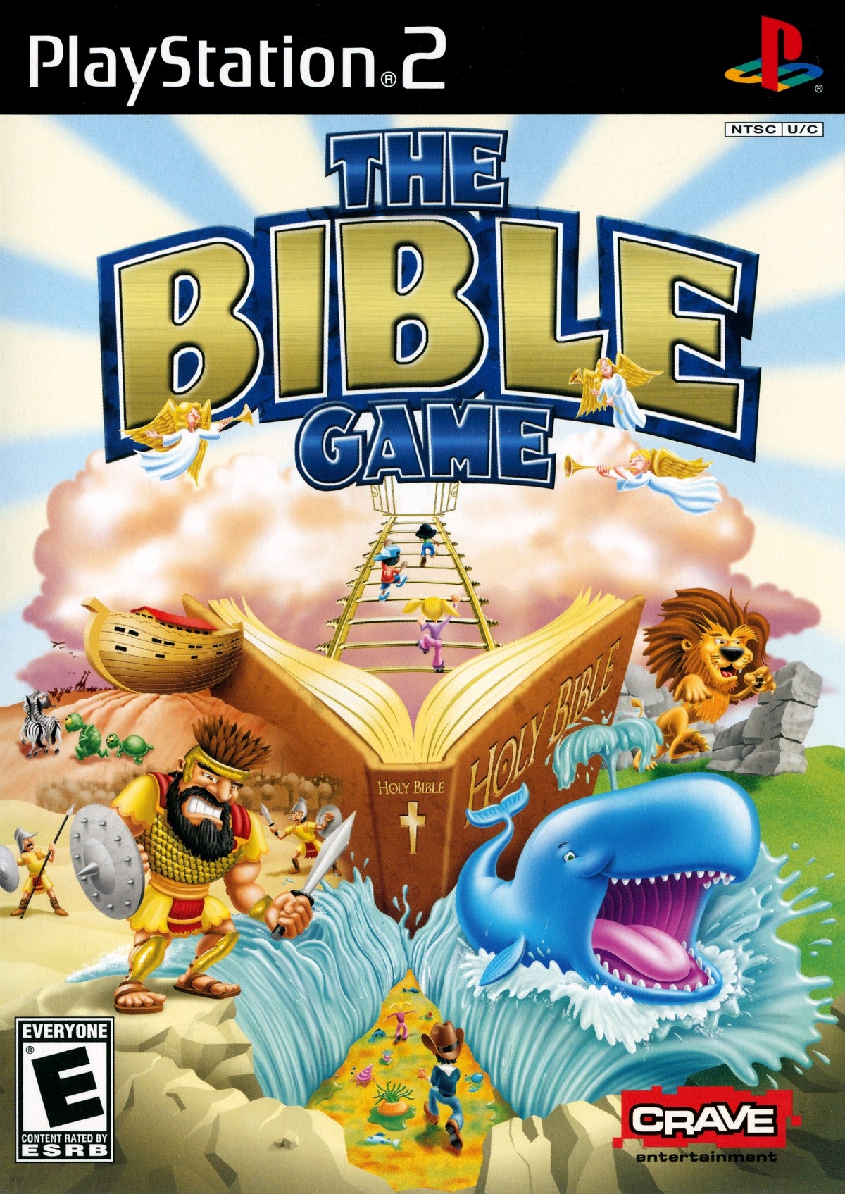 The Bible Game PS2 Sony PlayStation 2 party trivia game Christian themed quiz mini games family friendly Bible stories questions board game style gameplay multiplayer casual educational entertainment retro gaming PlayStation 2 software video game title cover art