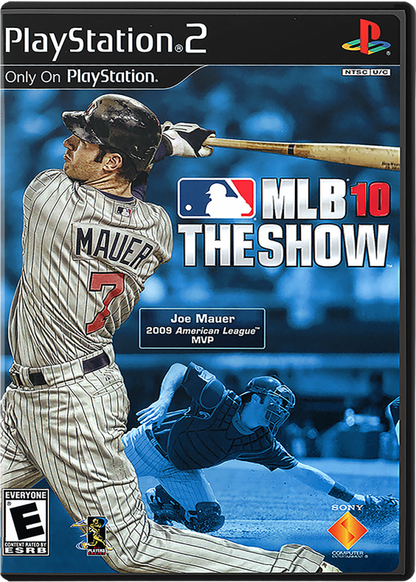 MLB 10: The Show cover art for PlayStation 2 (PS2) featuring authentic baseball simulation with real teams, players, and immersive stadium gameplay.