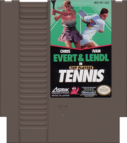 Top Players Tennis game for the Nintendo Entertainment System featuring arcade style tennis gameplay with singles and doubles matches simple controls and competitive court action across multiple characters and tournament style play cartridge