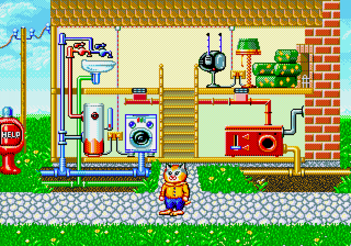 Richard Scarrys BusyTown retro Sega Genesis video game featuring educational gameplay, cartoon adventure action, family friendly activities and classic Genesis entertainment - gameplay