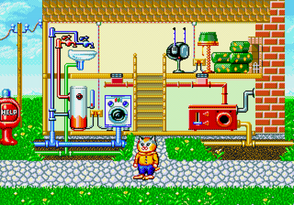 Richard Scarrys BusyTown retro Sega Genesis video game featuring educational gameplay, cartoon adventure action, family friendly activities and classic Genesis entertainment - gameplay
