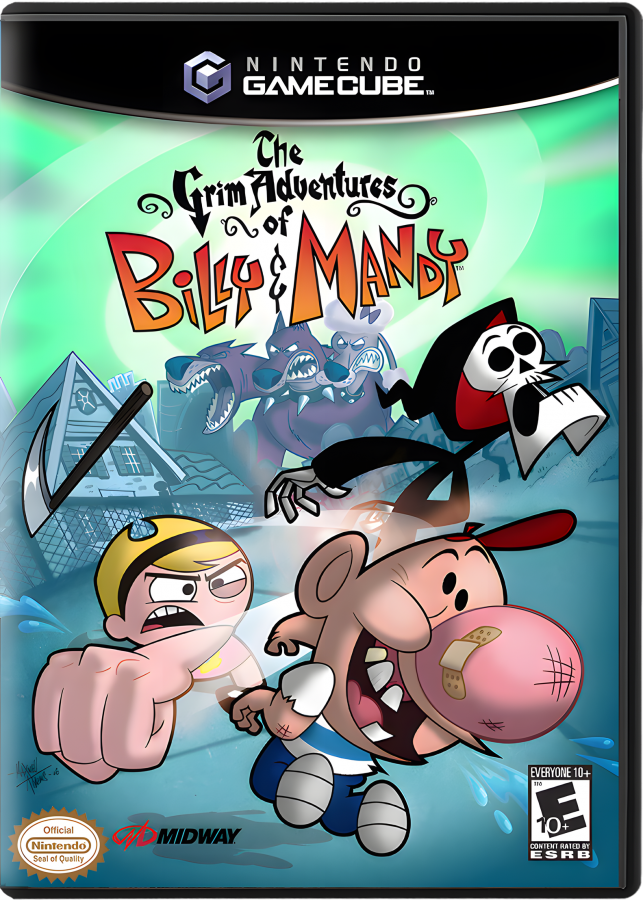 The Grim Adventures of Billy & Mandy cover art for GameCube (GC) game featuring cartoon-inspired action platformer gameplay based on the classic Cartoon Network series