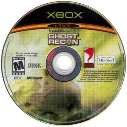 Tom Clancy’s Ghost Recon for Xbox with tactical military action and squad-based combat visuals disc