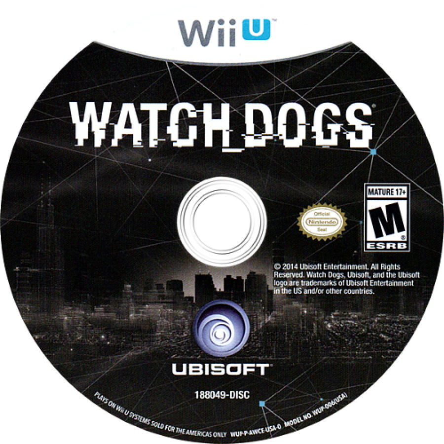Watch Dogs disc art for Nintendo Wii U (WiiU) video game