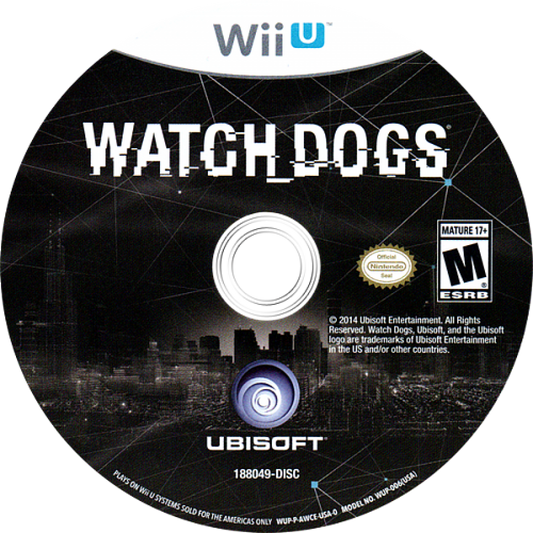 Watch Dogs disc art for Nintendo Wii U (WiiU) video game