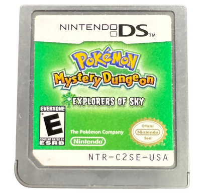 Pokémon Mystery Dungeon Explorers of Sky Nintendo DS DS role playing dungeon crawler video game featuring Pokémon exploration randomly generated dungeons turn-based battles treasure collection recruiting Pokémon challenging missions story-driven adventure and classic Nintendo DS DS gameplay collectible retro gaming appeal cartridge