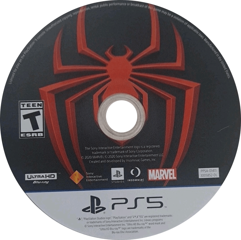 Marvel’s Spider-Man: Miles Morales  disc art for PlayStation 5 (PS5) action adventure video game