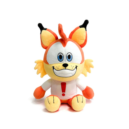 Bubsy plush inspired design featuring collectible retro video game character plush aesthetic soft stuffed toy cartoon bobcat mascot colorful platformer nostalgia classic gaming merchandise presentation