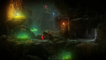 Unravel Two Nintendo Switch inspired design featuring heartwarming puzzle platform adventure aesthetic cooperative gameplay charming yarn characters beautiful natural environments creative physics challenges emotional storytelling and exploration presentation gameplay 