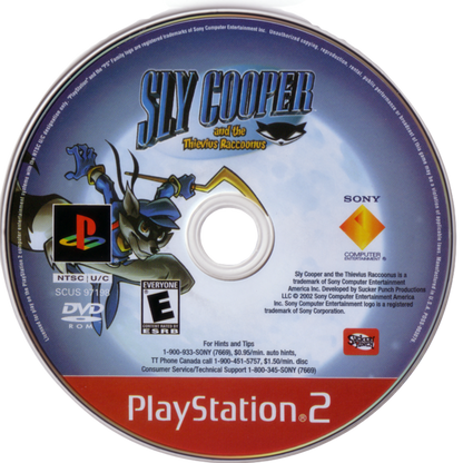 Sly Cooper and the Thievius Raccoonus [Greatest Hits] for PlayStation 2 (PS2) featuring a stylish stealth platforming adventure where master thief Sly and the Cooper Gang pull off heists across the globe; sneak fight and platform through episodic missions with a classic cartoon look in this Greatest Hits edition disc