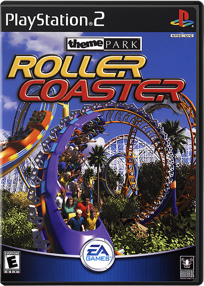 Theme Park Roller Coaster – PlayStation 2 (PS2) video game cover image, simulation and theme park management.
