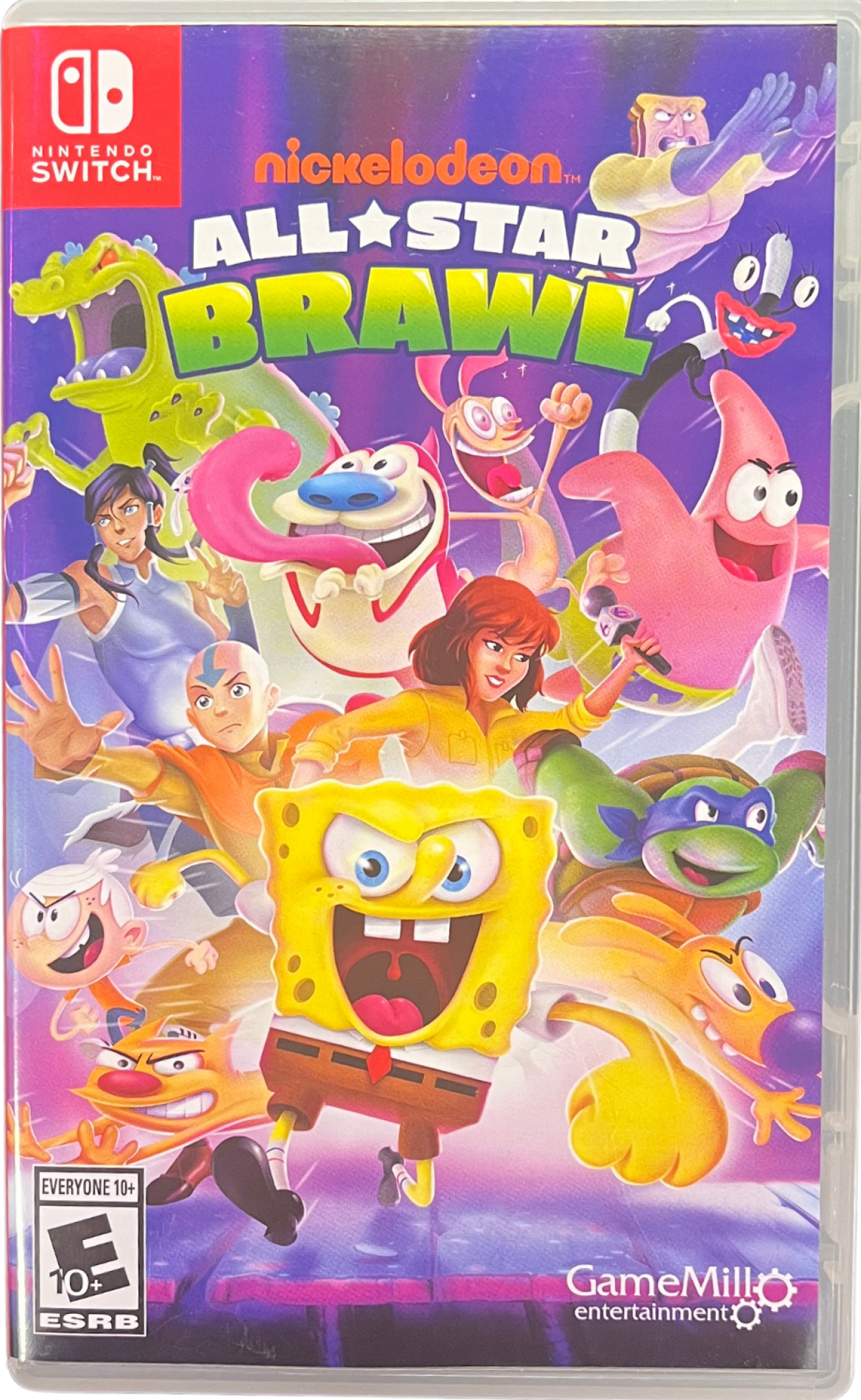 Nickelodeon All Star Brawl Nintendo Switch for retro video game enthusiasts featuring platform fighting gameplay iconic Nickelodeon character roster competitive arena battles combo based combat fast paced multiplayer matches and collectible gaming appeal cover art 
