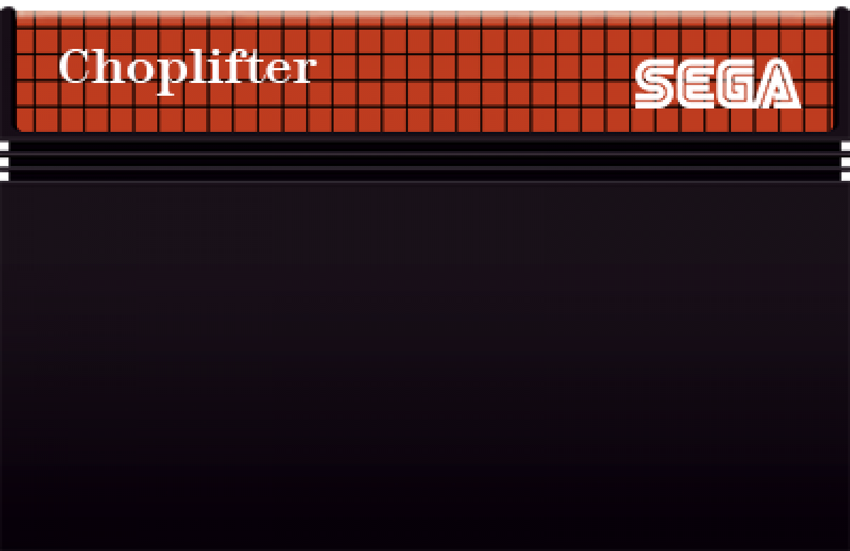 Choplifter Sega Master System SMS for arcade action video game fans featuring helicopter rescue missions side scrolling combat enemy bases military vehicles hostage rescues strategic flying challenging stages and classic Sega Master System gameplay collectible retro gaming appeal game cartridge