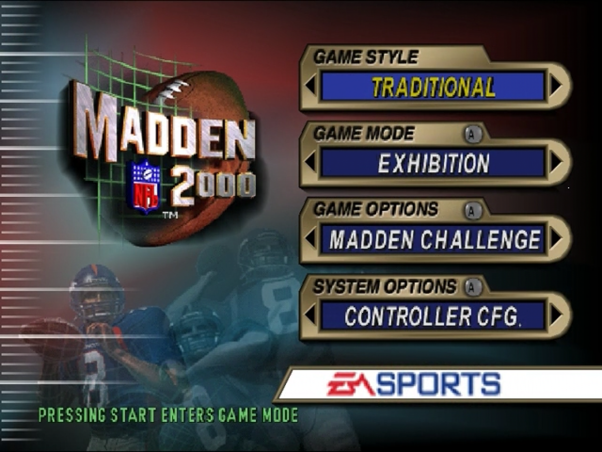 Madden NFL 2000 title screen for Nintendo 64 N64 video game