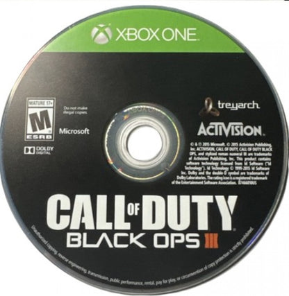 Call of Duty: Black Ops III – Xbox One (XONE) disc for futuristic first-person shooter game with campaign, multiplayer, and Zombies modes