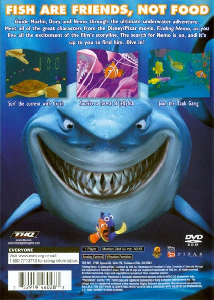 Finding Nemo [Greatest Hits] back cover art for PlayStation 2 (PS2) movie video game. 